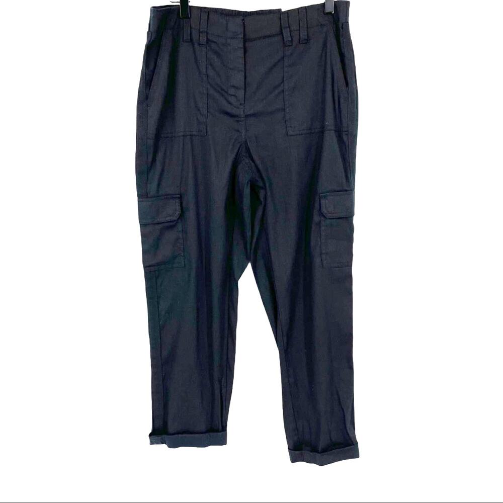 Chicos Black linen blend‎ crop pants size Small